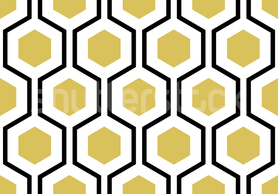 Bold Hexagon, Yellow Mural Wallpaper