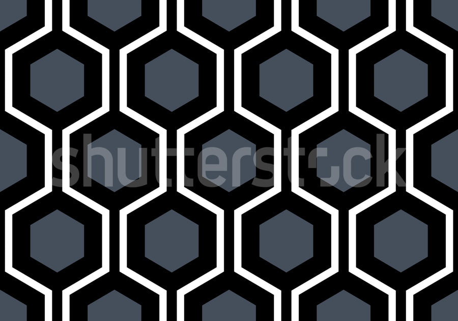 Bold Hexagon, Blue Mural Wallpaper