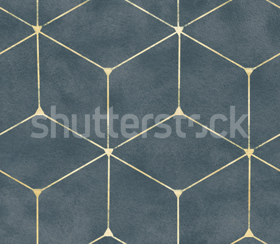 Hexaeder, Blue Mural Wallpaper