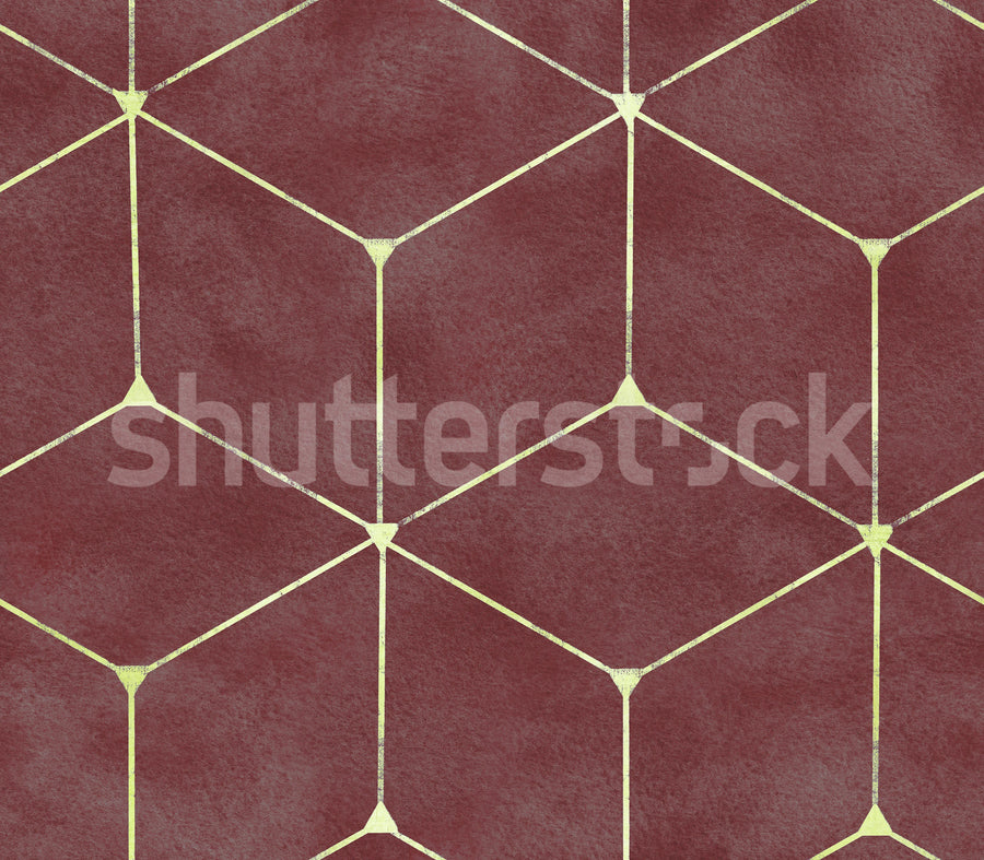 Hexaeder, Burgundy Mural Wallpaper