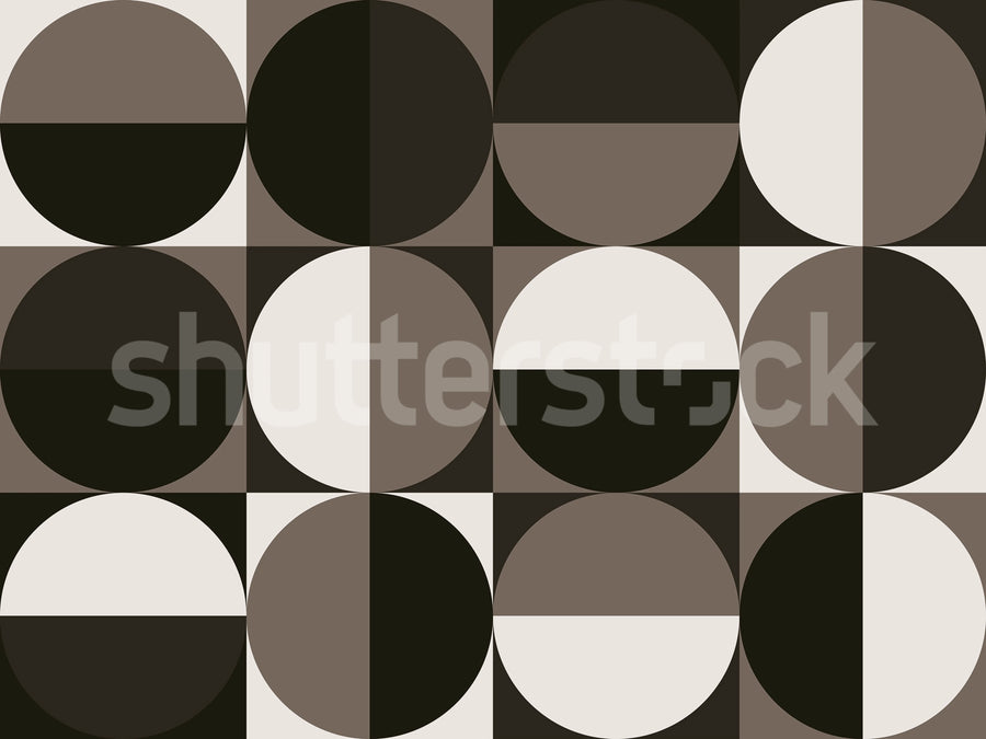 Circle Grid, Brown Mural Wallpaper