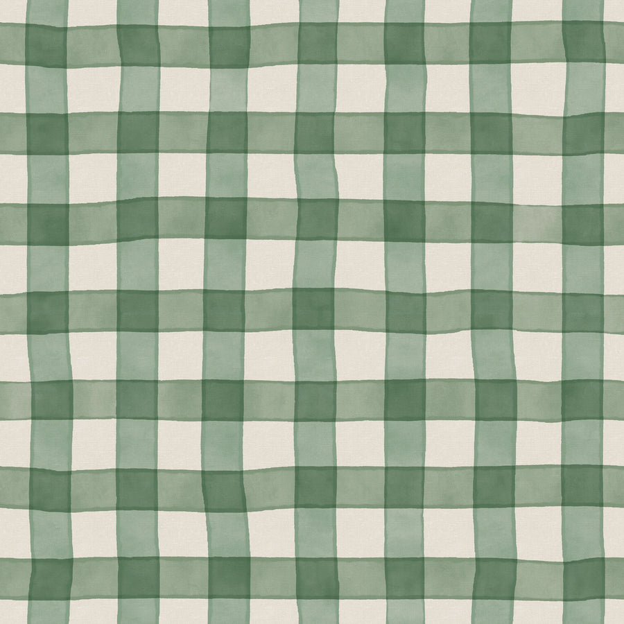 Gingham, Green Mural Wallpaper
