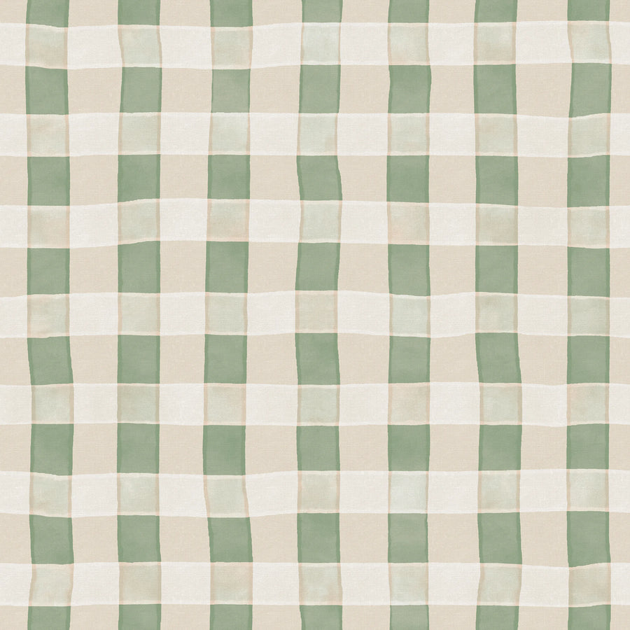 Gingham, Light Green Mural Wallpaper