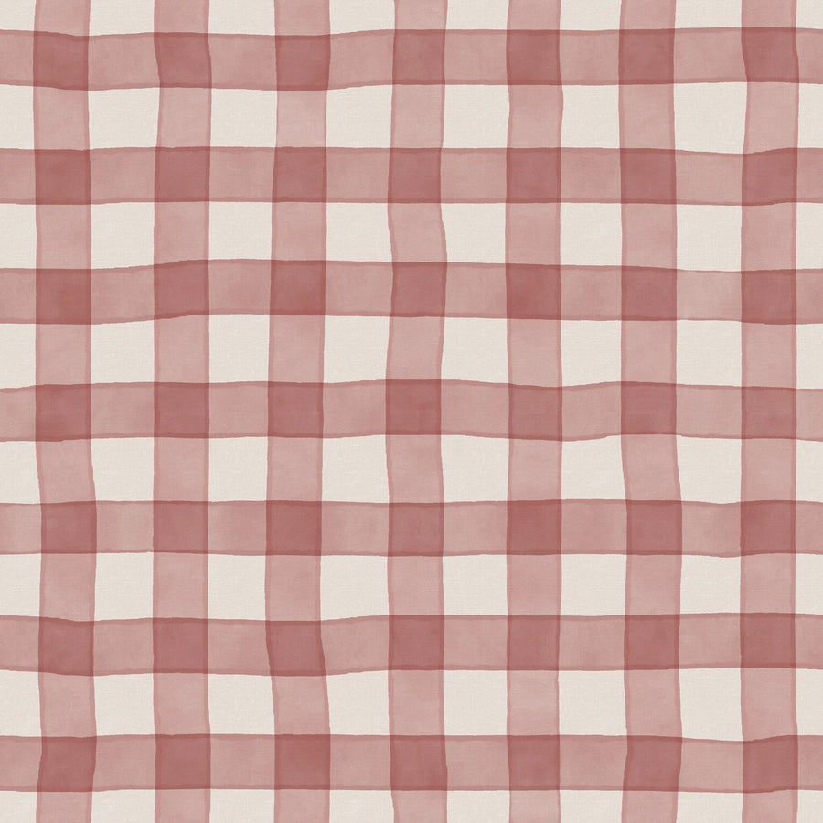 Gingham, Red Mural Wallpaper