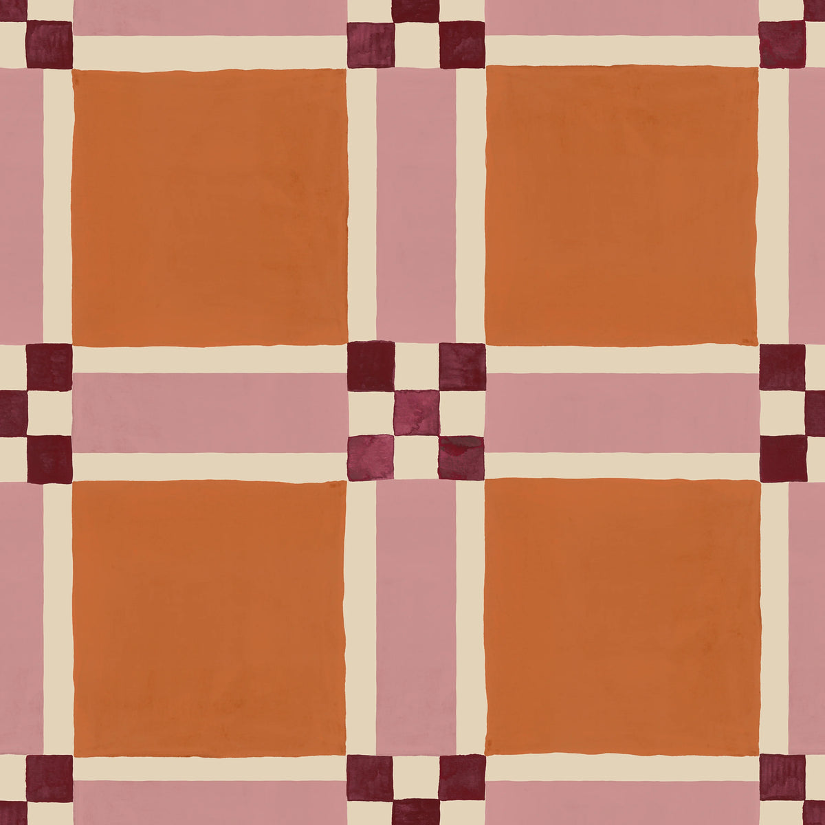 Bold Grid, Orange Mural Wallpaper - pure wallpaper artwork