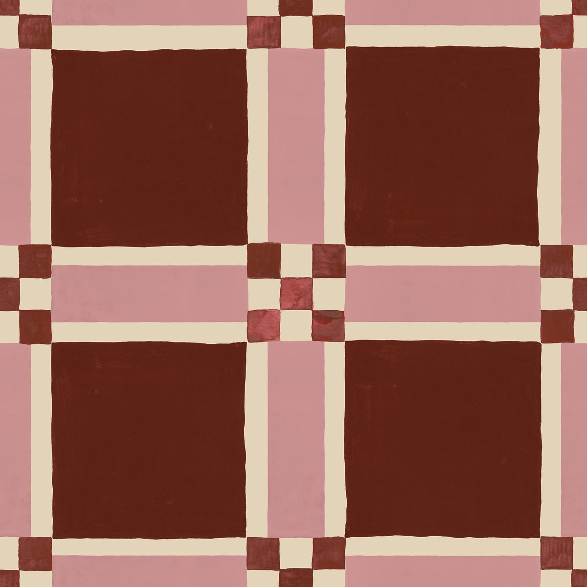 Bold Grid, Burgundy Mural Wallpaper - pure wallpaper artwork