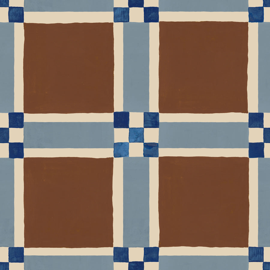 Bold Grid, Brown Mural Wallpaper
