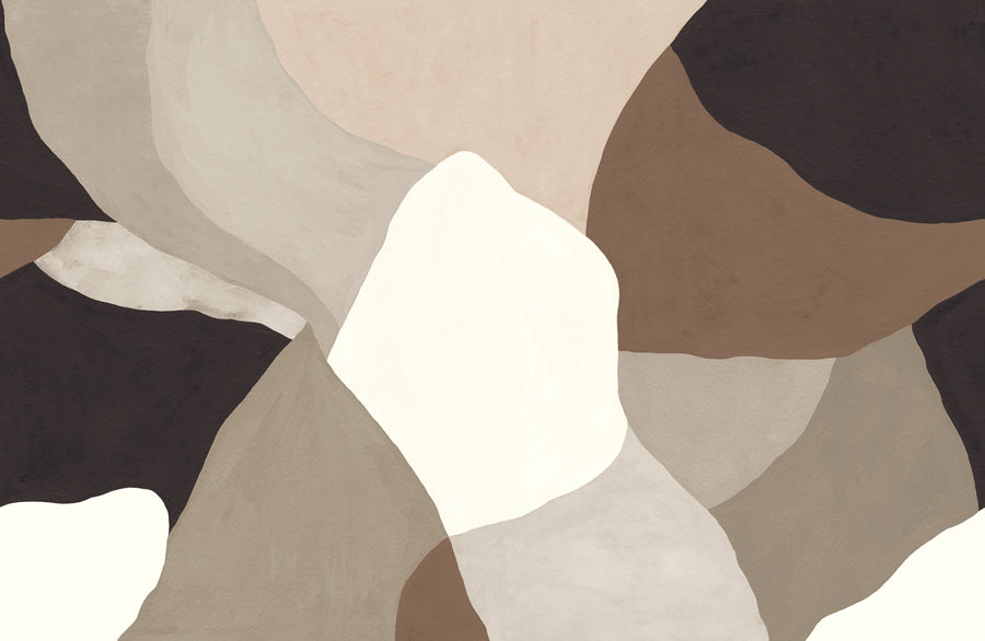 Abstract Fields, Dark Brown Mural Wallpaper