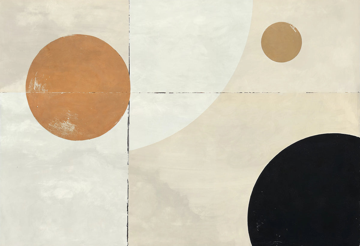 Blocks and Circles, Beige Mural Wallpaper - pure wallpaper artwork