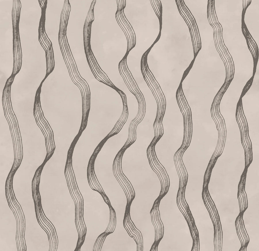 Ribbon Stripe, Gray Mural Wallpaper