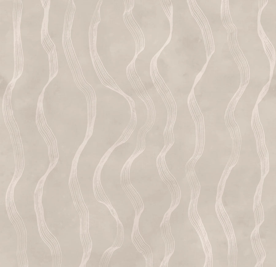 Ribbon Stripe, Beige Mural Wallpaper
