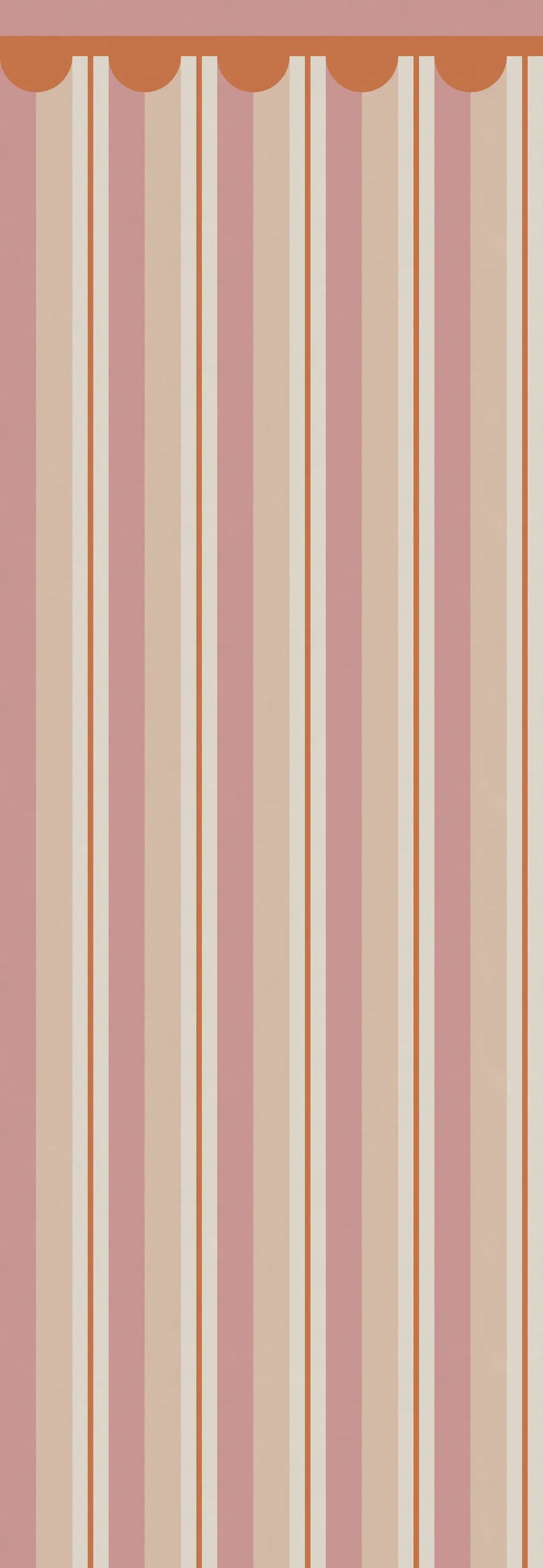 Border Stripe, Pink Mural Wallpaper