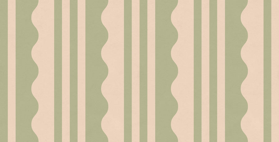 Wavy Stripe, Light Green Mural Wallpaper
