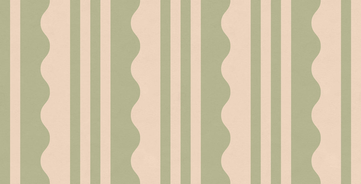 Wavy Stripe, Light Green Mural Wallpaper - pure wallpaper artwork