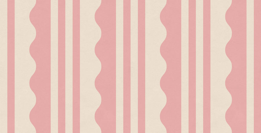 Wavy Stripe, Pink Mural Wallpaper