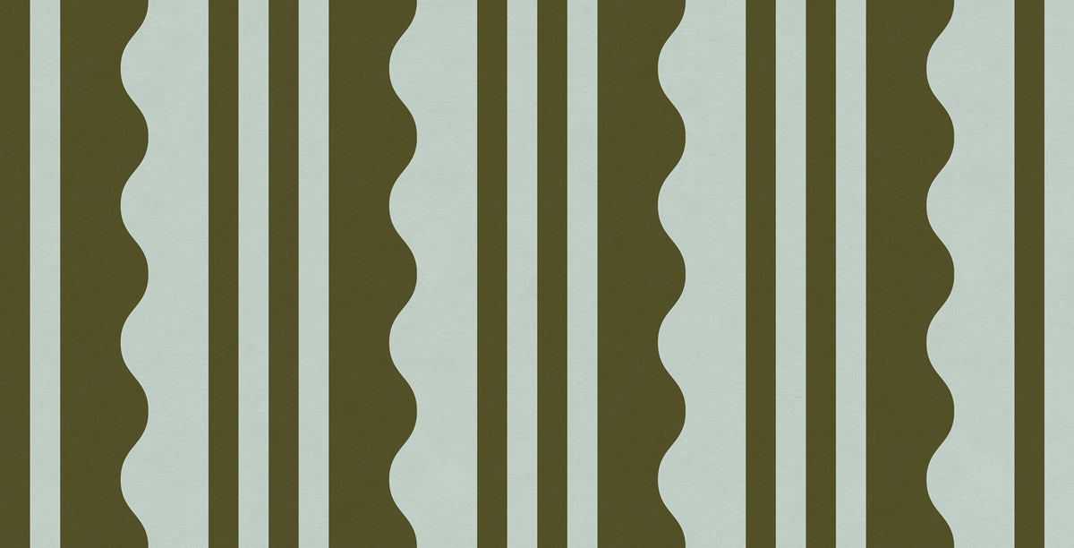 Wavy Stripe, Moss Green Mural Wallpaper - pure wallpaper artwork