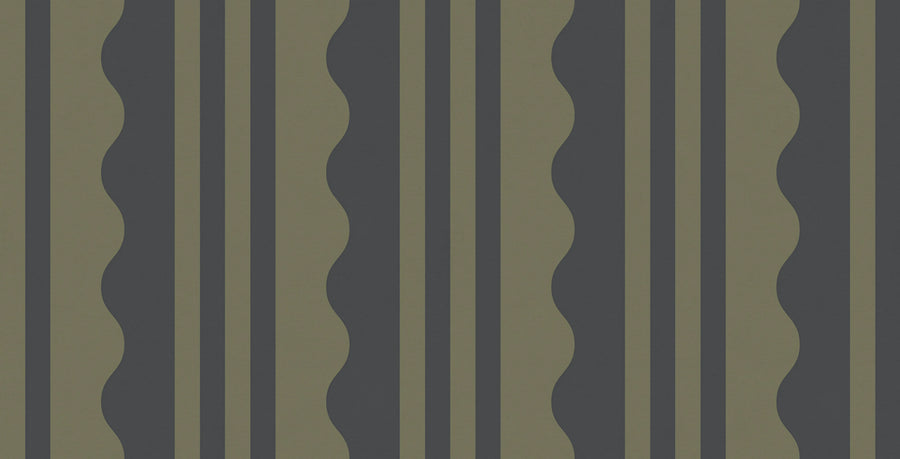 Wavy Stripe, Dark Green Mural Wallpaper