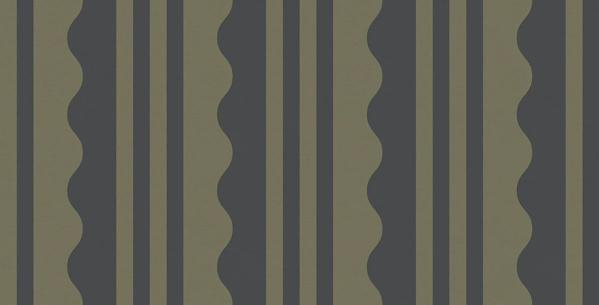 Wavy Stripe, Dark Green Mural Wallpaper - pure wallpaper artwork