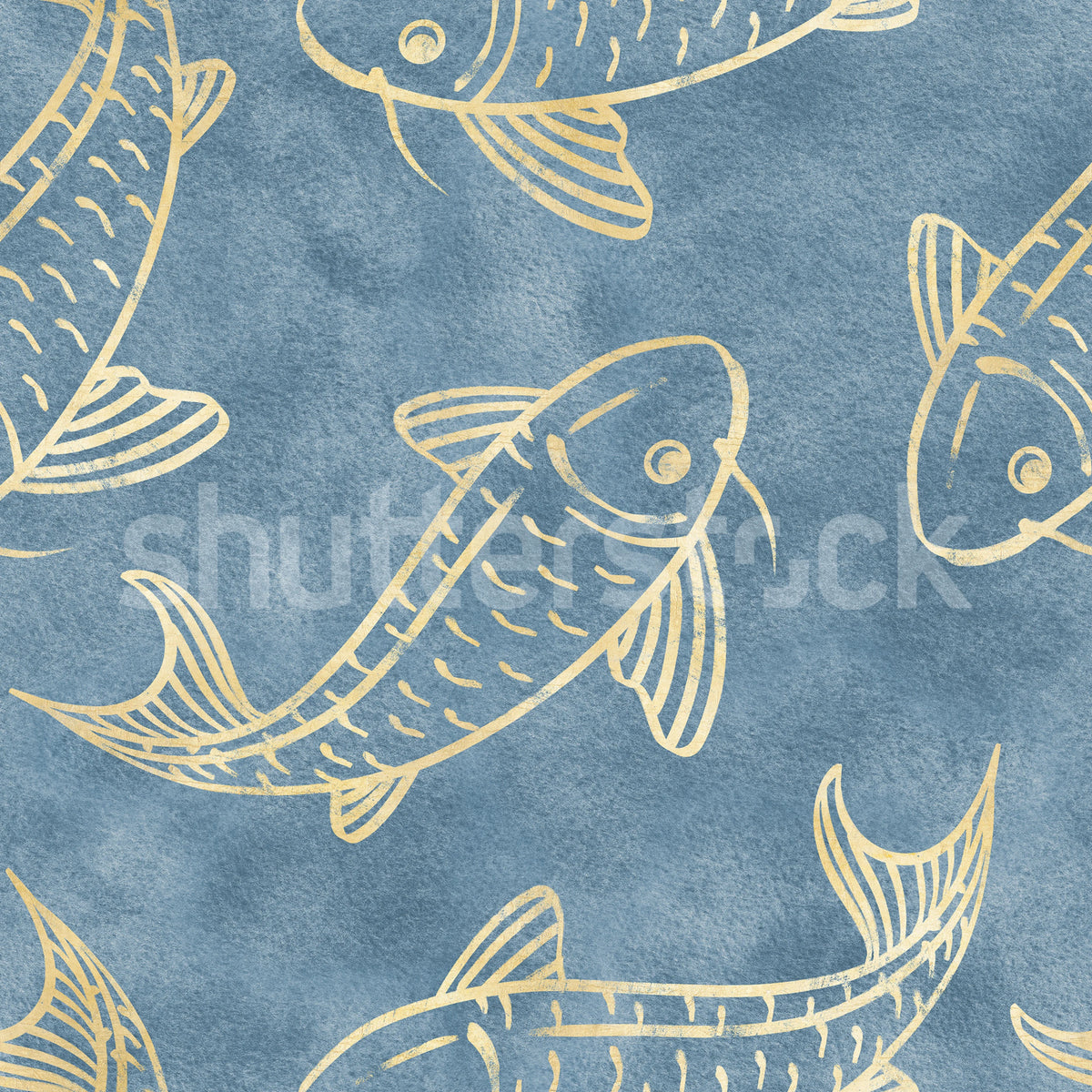 Koi Pond, Blue Mural Wallpaper - pure wallpaper artwork