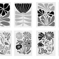 Playful Flora, Black & White Mural Wallpaper - pure wallpaper artwork