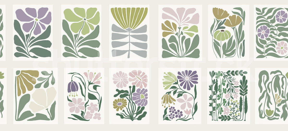 Playful Flora, Pastel Mural Wallpaper - pure wallpaper artwork