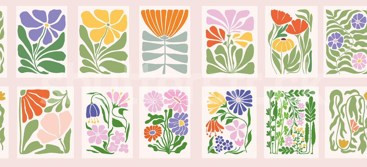 Playful Flora, Pink Mural Wallpaper - pure wallpaper artwork