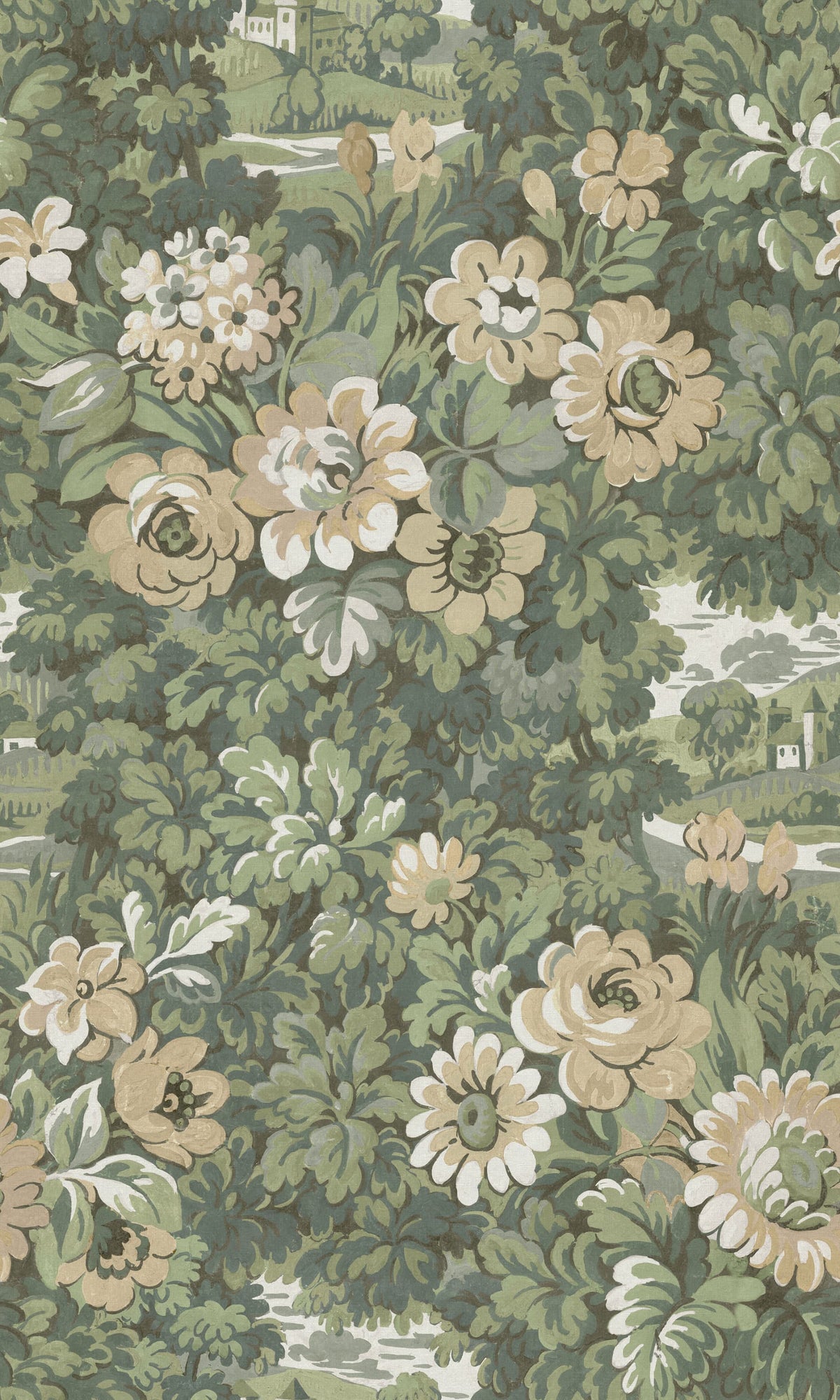 Botanical Manor, Peach Mural Wallpaper - pure wallpaper artwork