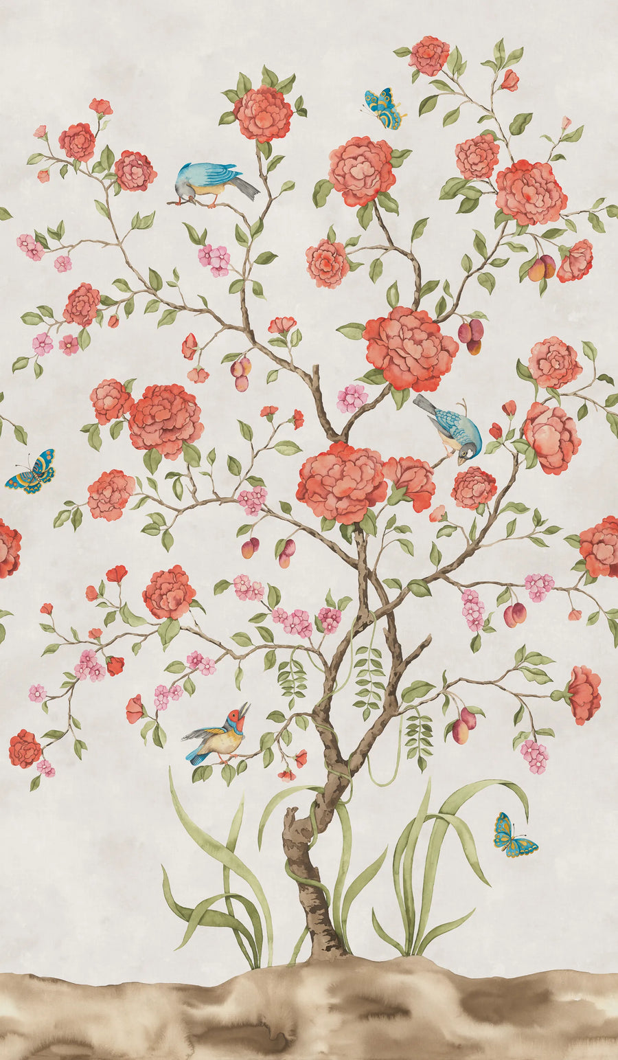 Chinoiserie Botanica, White Mural Wallpaper
