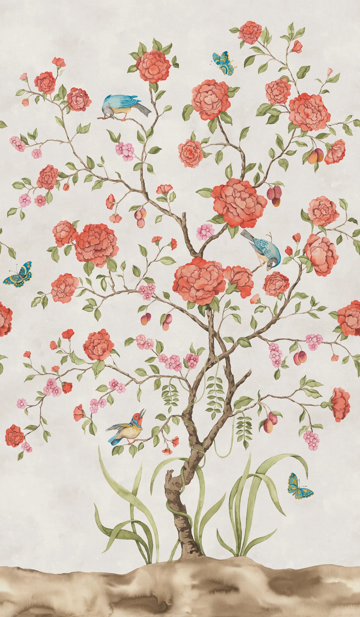 Chinoiserie Botanica, White Mural Wallpaper - pure wallpaper artwork