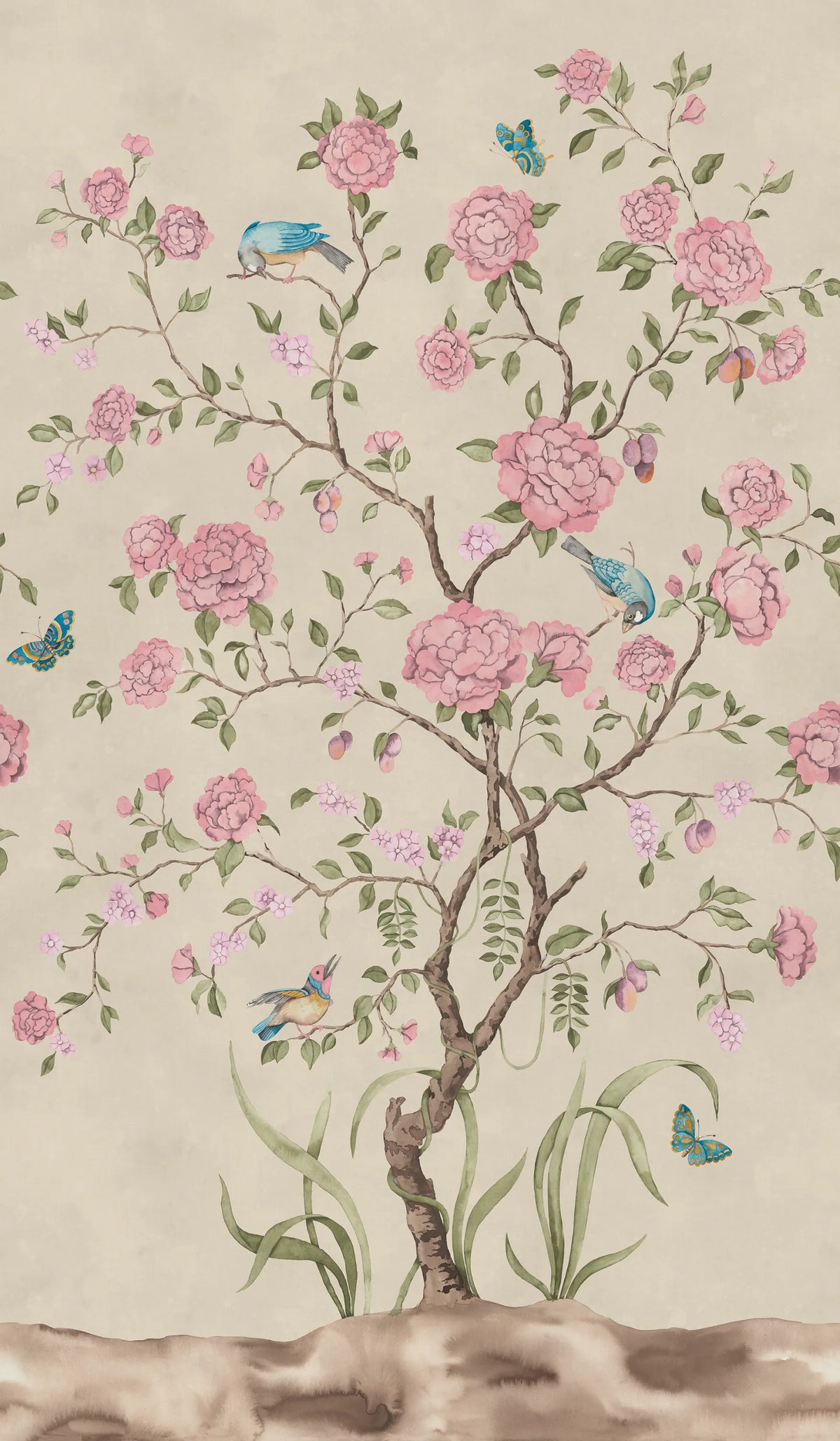 Chinoiserie Botanica, Pink Mural Wallpaper - pure wallpaper artwork