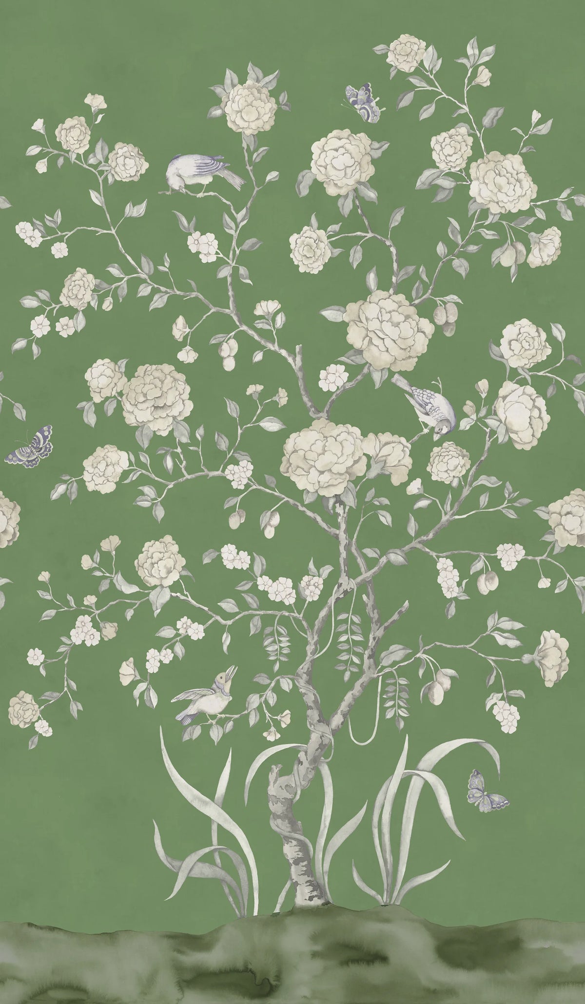 Chinoiserie Botanica, Green Mural Wallpaper - pure wallpaper artwork