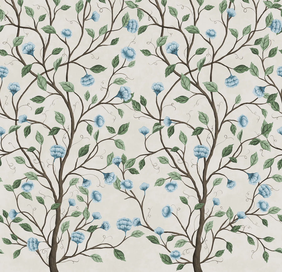 Silent Bloom, Beige Mural Wallpaper