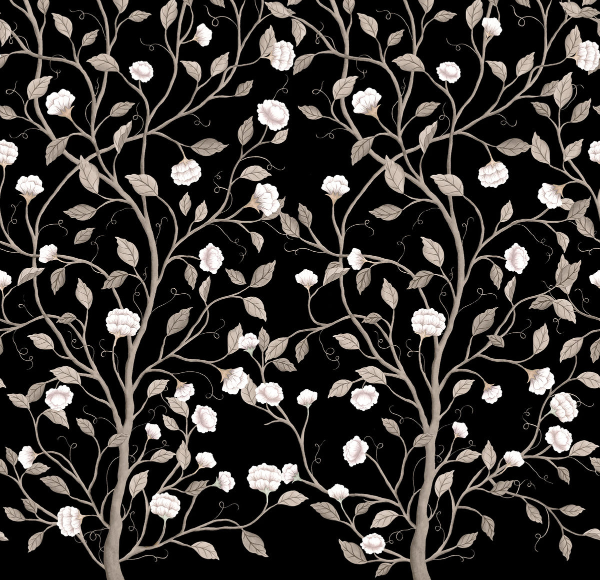 Silent Bloom, Black Mural Wallpaper - pure wallpaper artwork