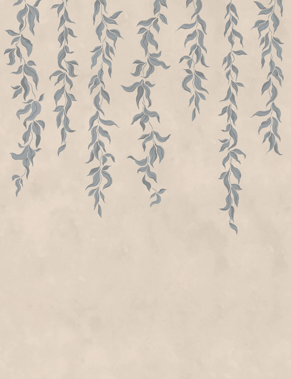 Hanging Leaves, Blue Mural Wallpaper - pure wallpaper artwork