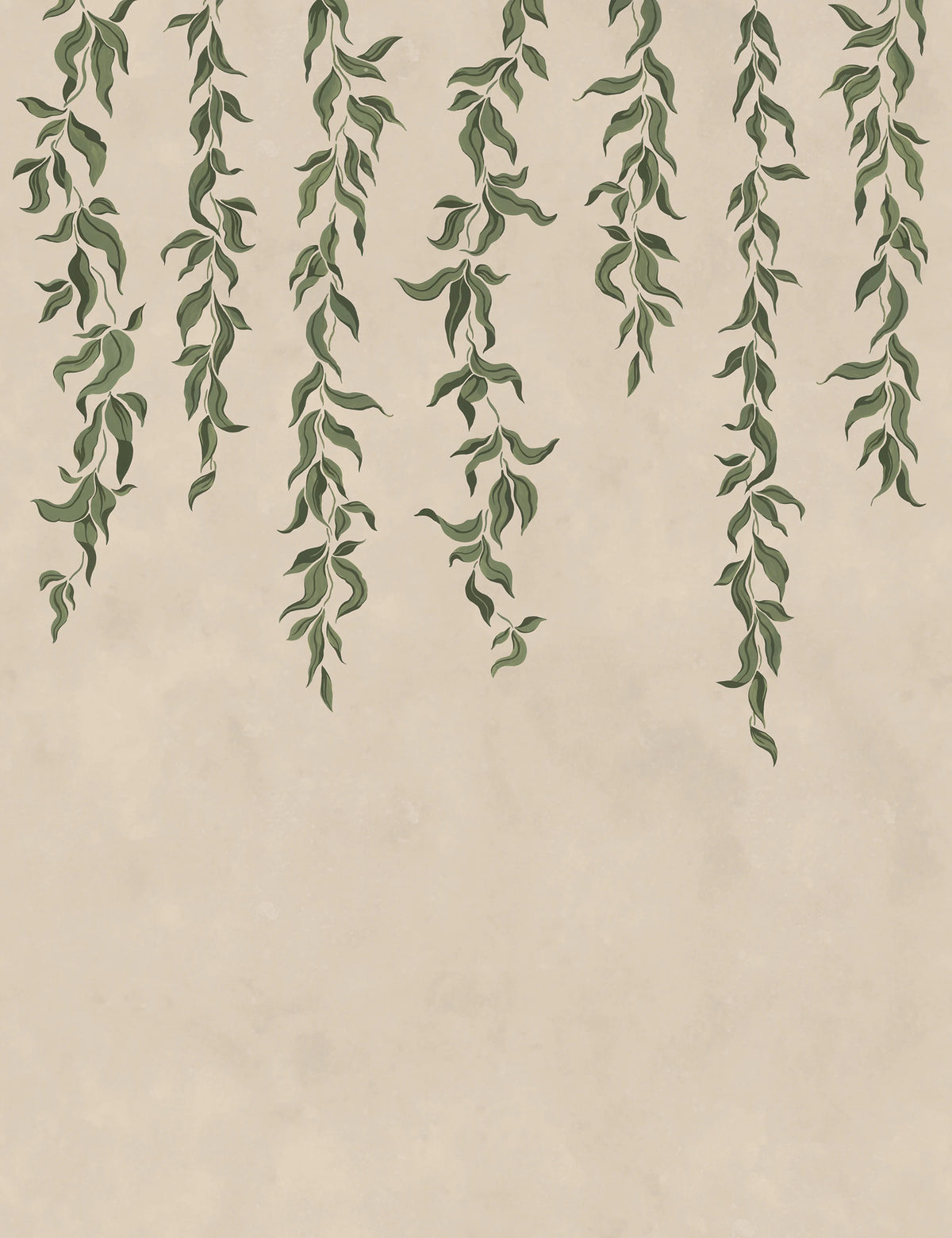 Hanging Leaves, Beige Mural Wallpaper - pure wallpaper artwork