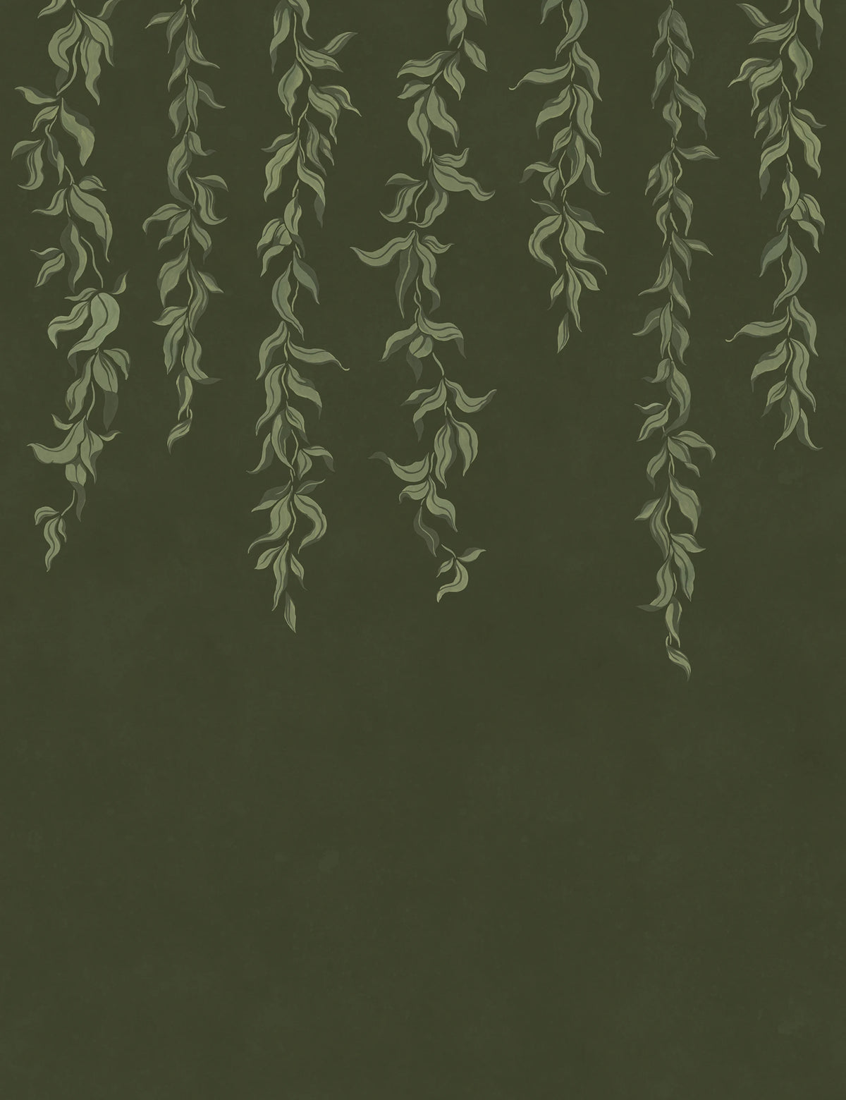 Hanging Leaves, Dark Green Mural Wallpaper - pure wallpaper artwork