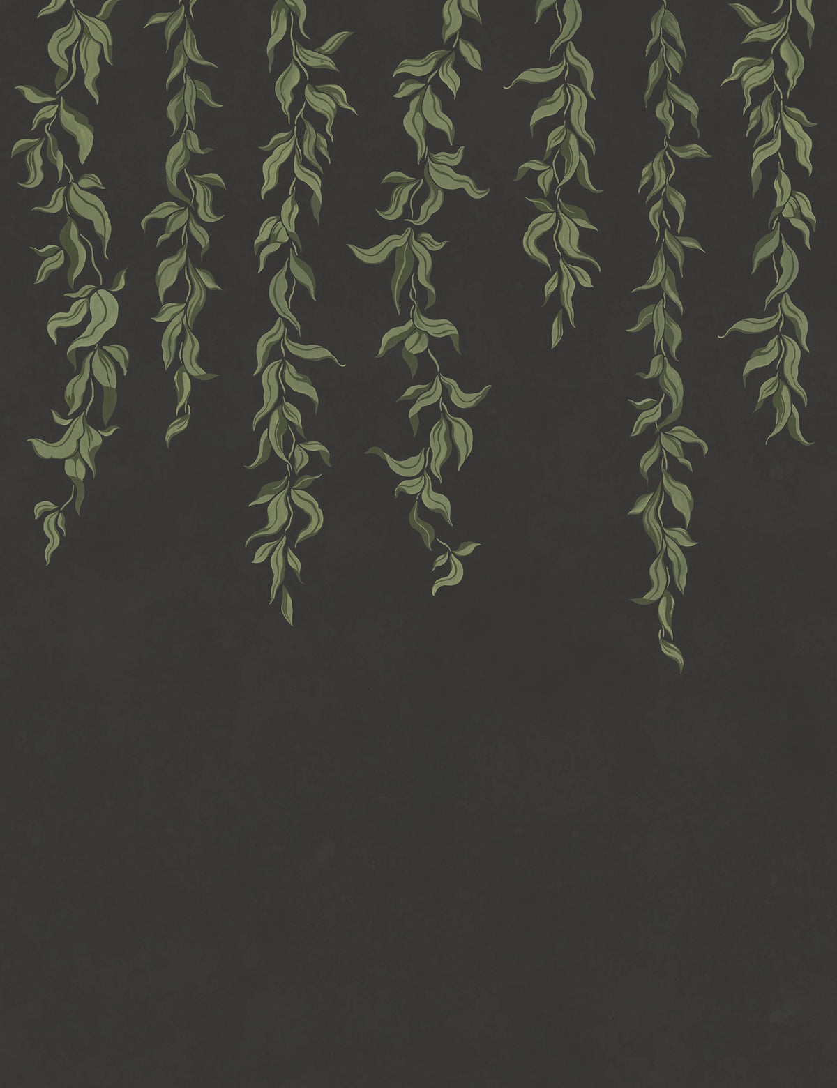Hanging Leaves, Graphite Mural Wallpaper - pure wallpaper artwork