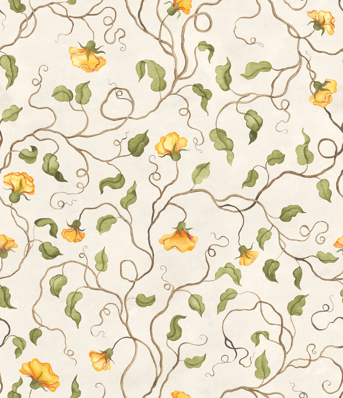 Soft Vines, Yellow Mural Wallpaper - pure wallpaper artwork