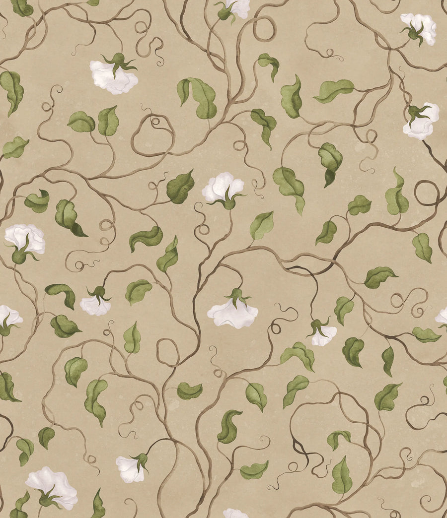 Soft Vines, Beige Mural Wallpaper