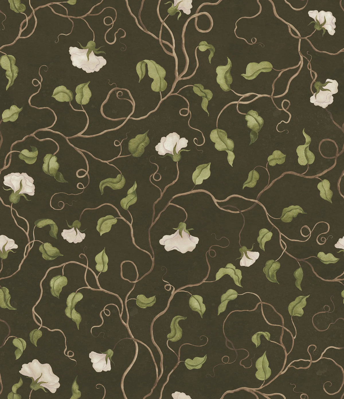 Soft Vines, Dark Green Mural Wallpaper - pure wallpaper artwork