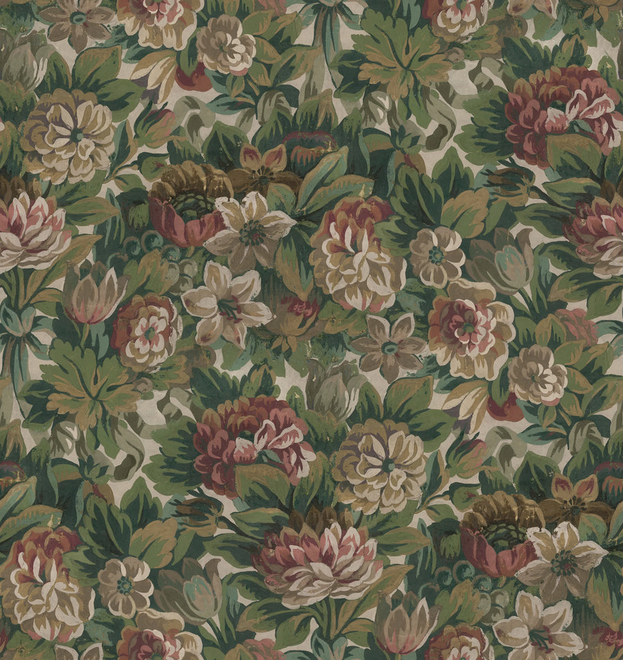 Heritage Floral, Red Mural Wallpaper