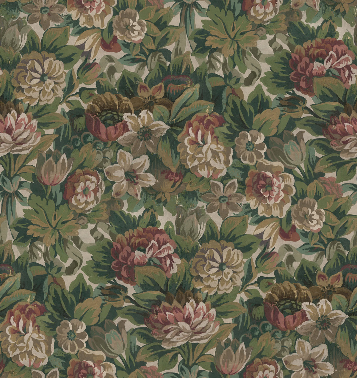 Heritage Floral, Red Mural Wallpaper - pure wallpaper artwork