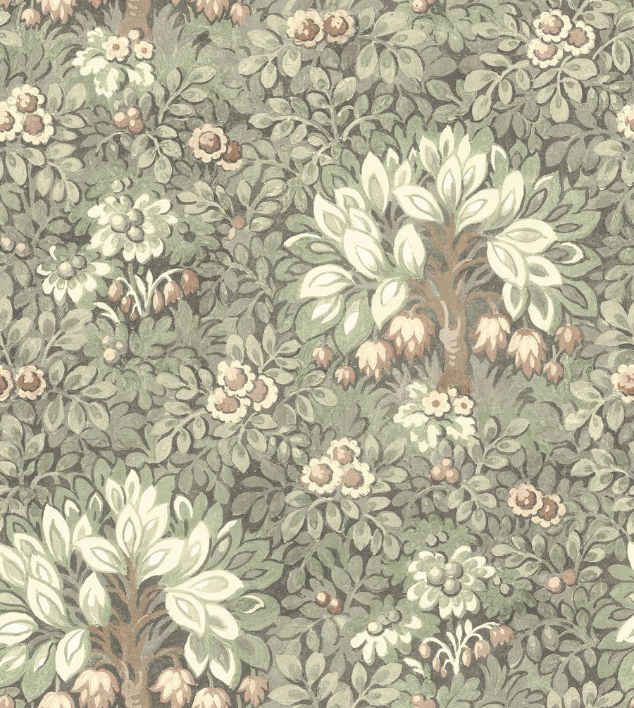 Flower Tree, Light Green Mural Wallpaper