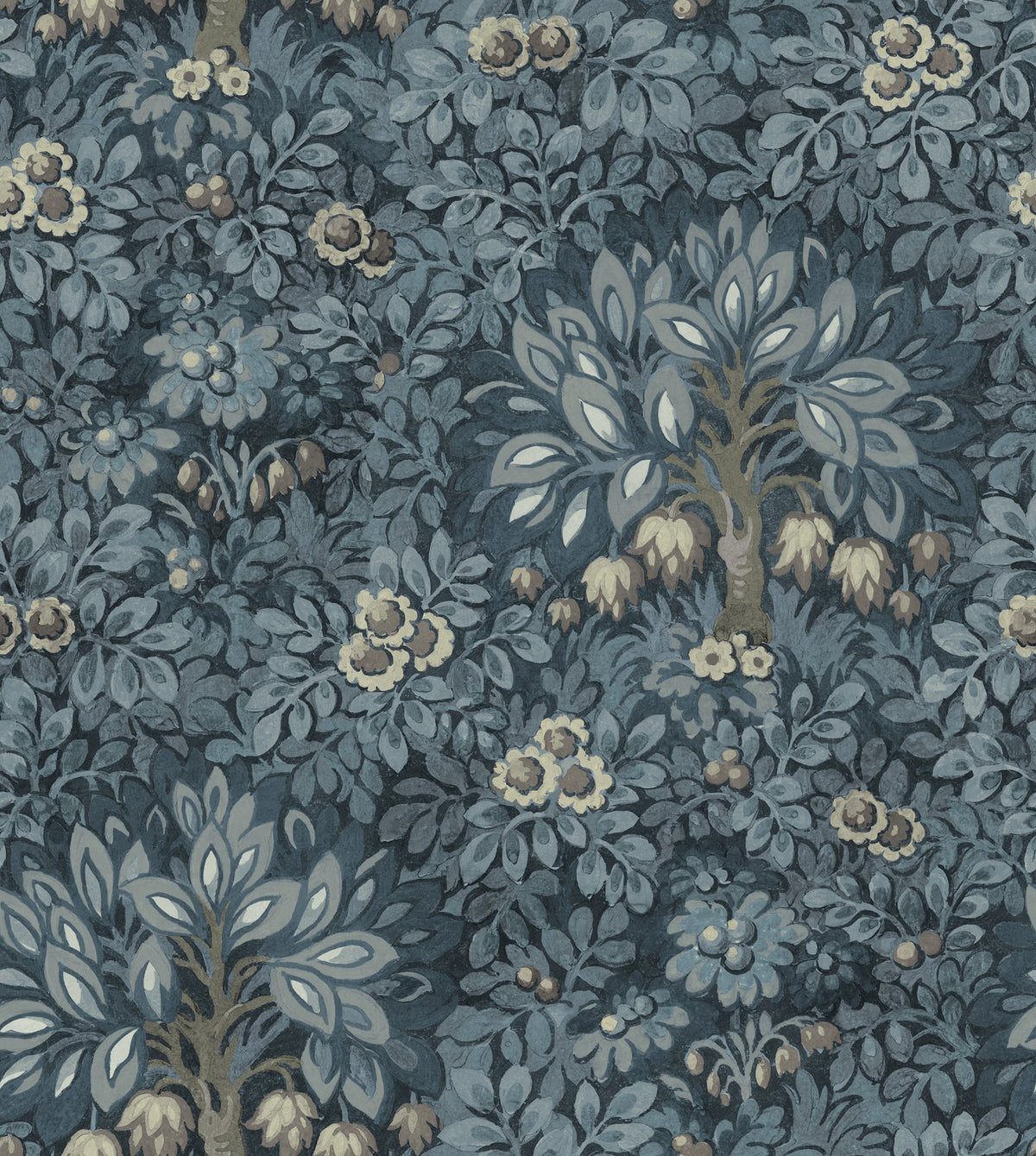 Flower Tree, Blue Mural Wallpaper - pure wallpaper artwork