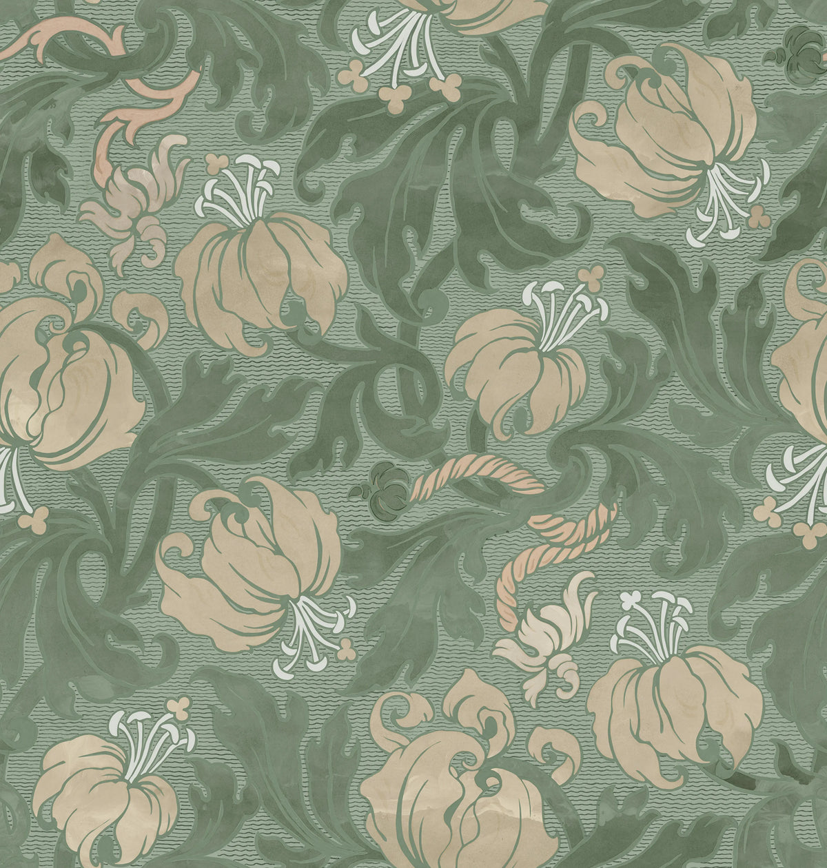 Midnight Peony, Green Mural Wallpaper - pure wallpaper artwork