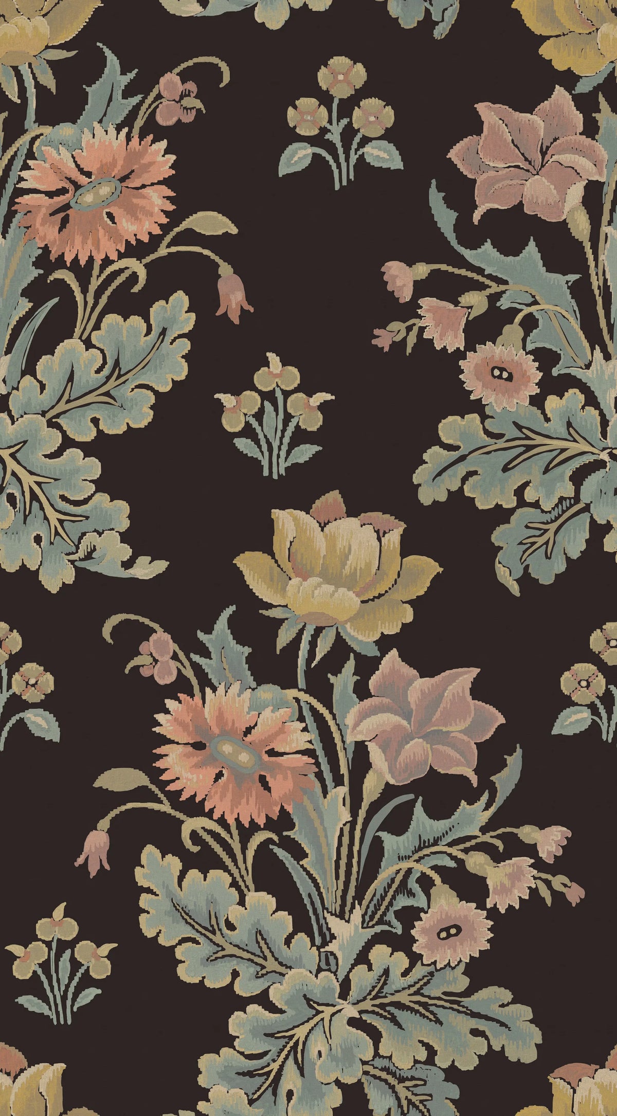 Meadow Bouquet, Black Mural Wallpaper - pure wallpaper artwork