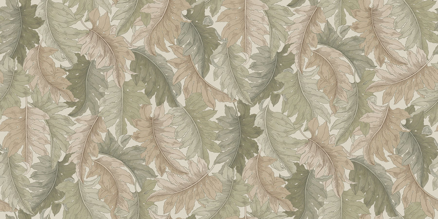 Swirling Fern, Light Green Mural Wallpaper