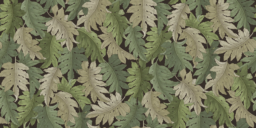 Swirling Fern, Green Mural Wallpaper