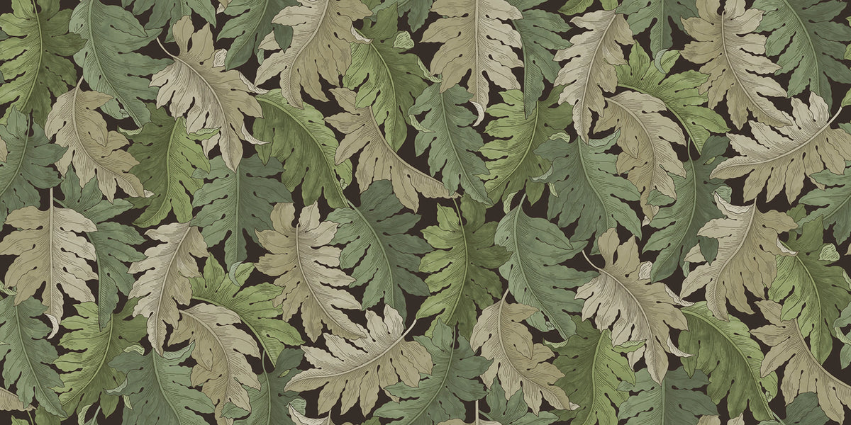 Swirling Fern, Green Mural Wallpaper - pure wallpaper artwork