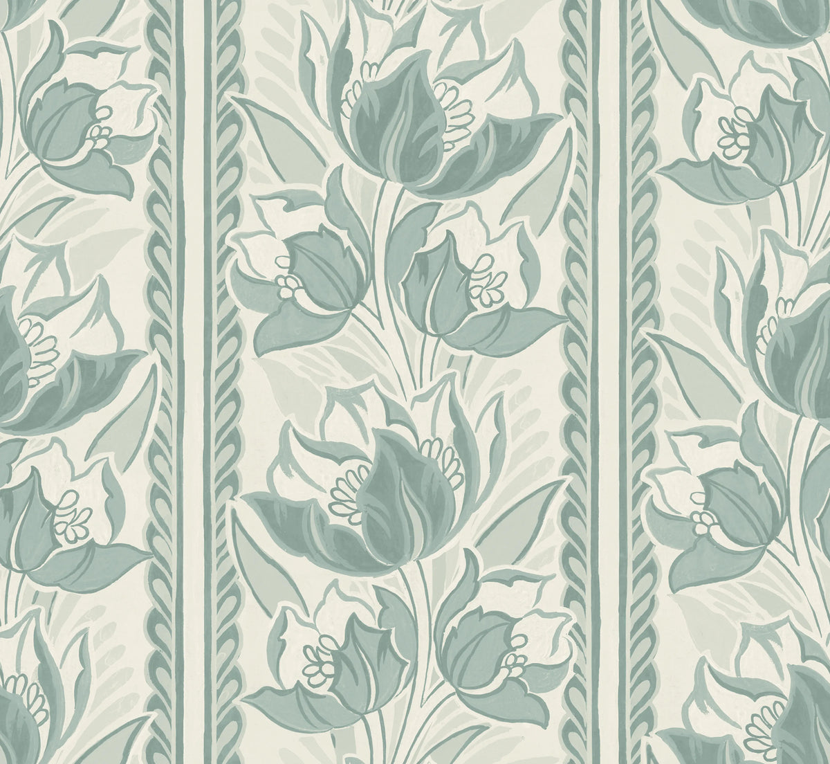 Tulip Stripes, Green Mural Wallpaper - pure wallpaper artwork